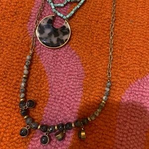 Evereve Lot of 2 Beaded Necklaces Torquise